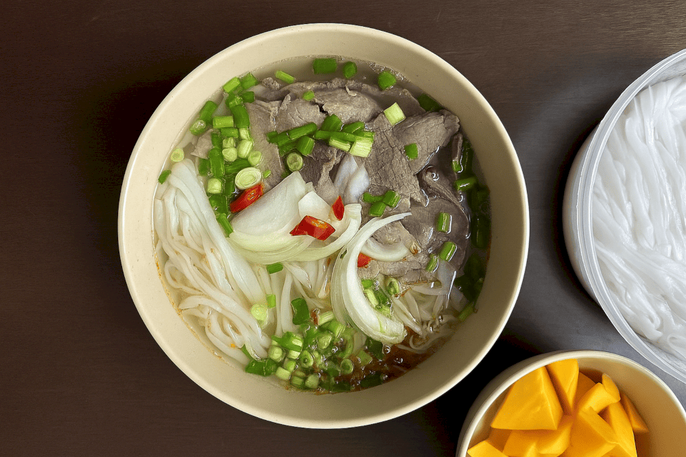 Enjoy a comforting bowl of Nam Bo Beef Bun at Halal Food Station, where traditional Vietnamese cuisine meets Halal standards